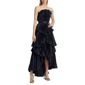 AMUR Janey Tiered Shell High-Low Gown in Navy Size US12 $648
